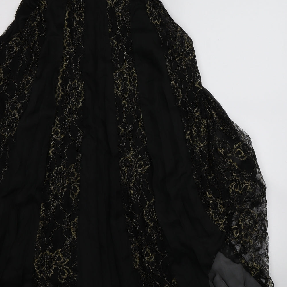 Boohoo Womens Black Floral  A-Line  Size 14