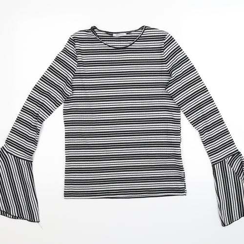 Zara Trafaluc Womens Black Striped  Pullover Jumper Size S