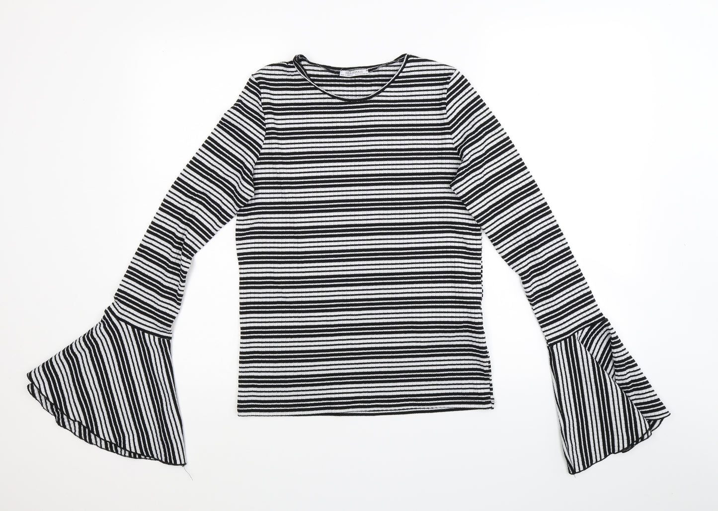 Zara Trafaluc Womens Black Striped  Pullover Jumper Size S