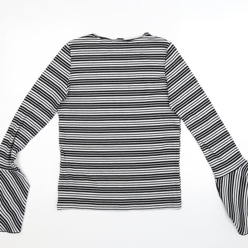 Zara Trafaluc Womens Black Striped  Pullover Jumper Size S