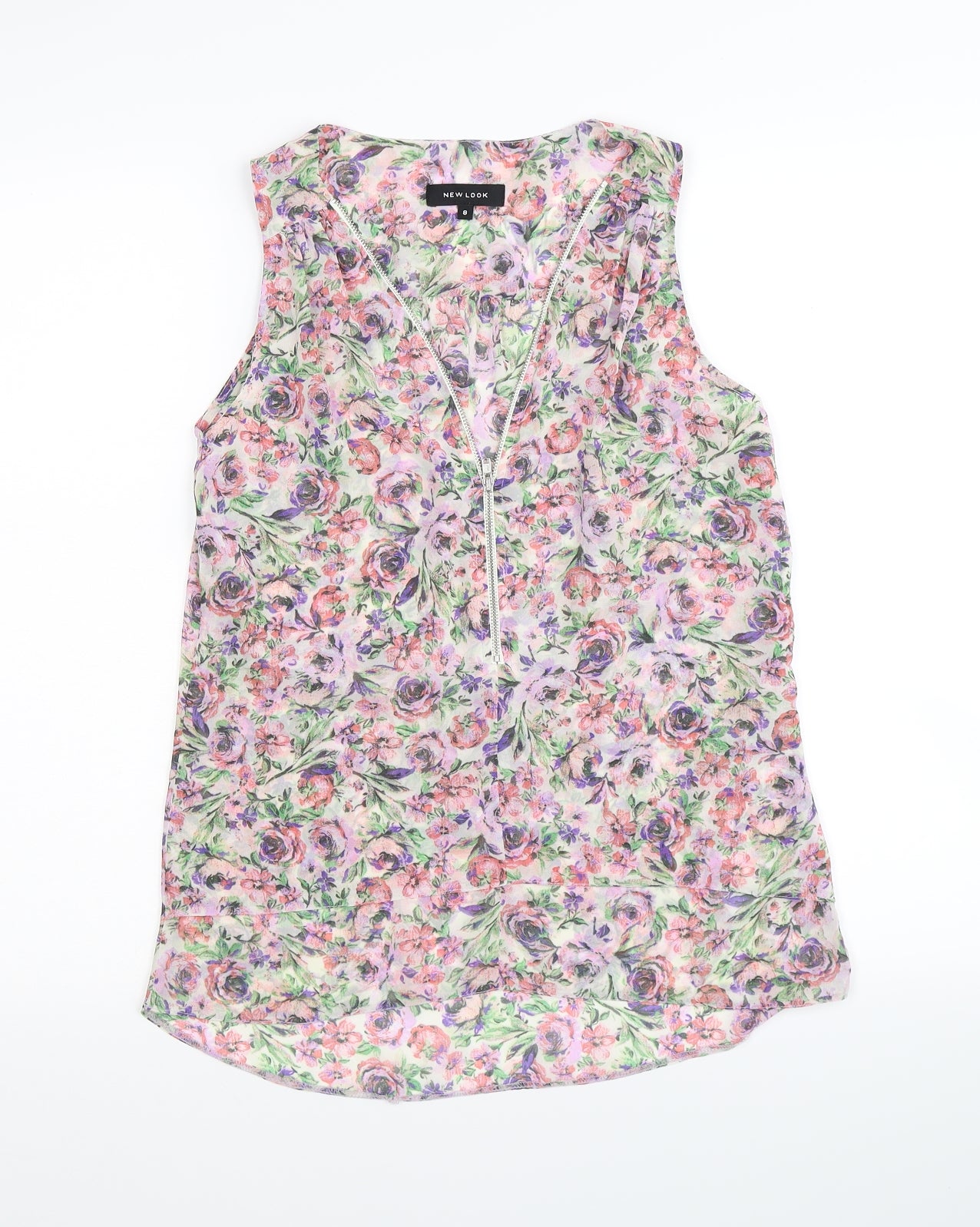 New Look Womens Purple Floral  A-Line  Size 8