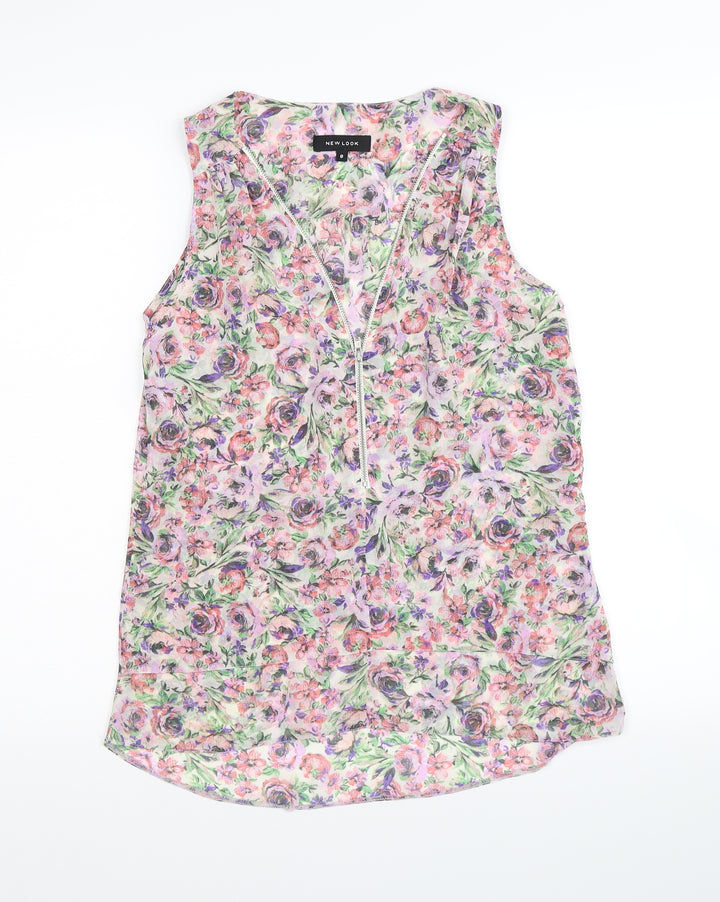 New Look Womens Purple Floral  A-Line  Size 8