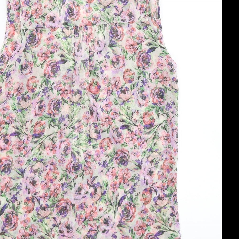 New Look Womens Purple Floral  A-Line  Size 8