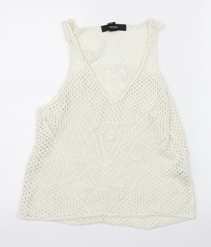 FOREVER 21 Womens Beige  Knit Basic Blouse Size S