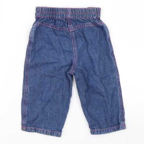 no brand Girls Blue Floral Denim  Jeans Size 6-9 Months