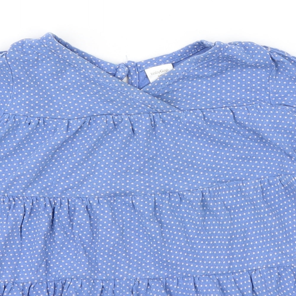 Baby Gap Girls Blue Polka Dot  Shirt Dress  Size 6-9 Months