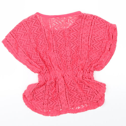 H&T Girls Pink Fair Isle Knit Basic Blouse Size 3 Years