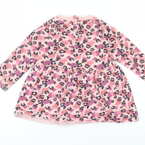 Fred & Flo Girls Pink Animal Print  Shirt Dress  Size 9-12 Months