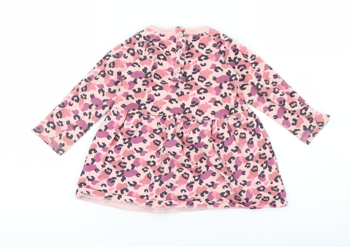 Fred & Flo Girls Pink Animal Print  Shirt Dress  Size 9-12 Months