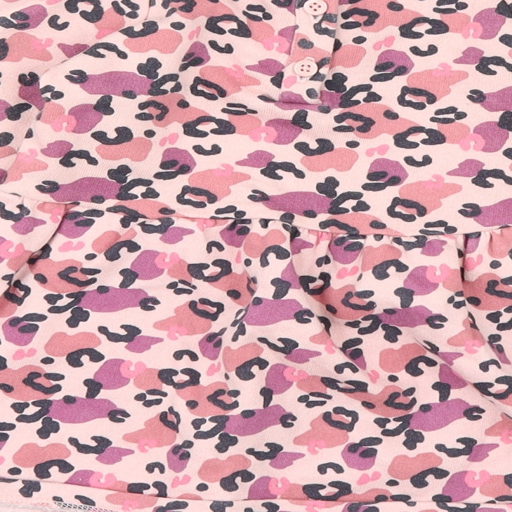 Fred & Flo Girls Pink Animal Print  Shirt Dress  Size 9-12 Months