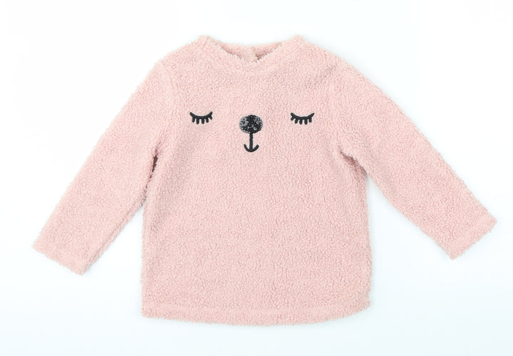 F&F Girls Pink Pullover Jumper Size 6-9 Months - Sloth animal