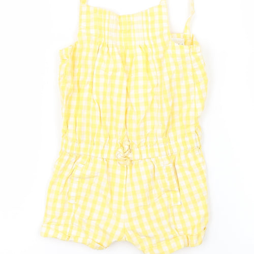 Miniclub Girls Yellow Check  Dungaree One-Piece Size 9-12 Months