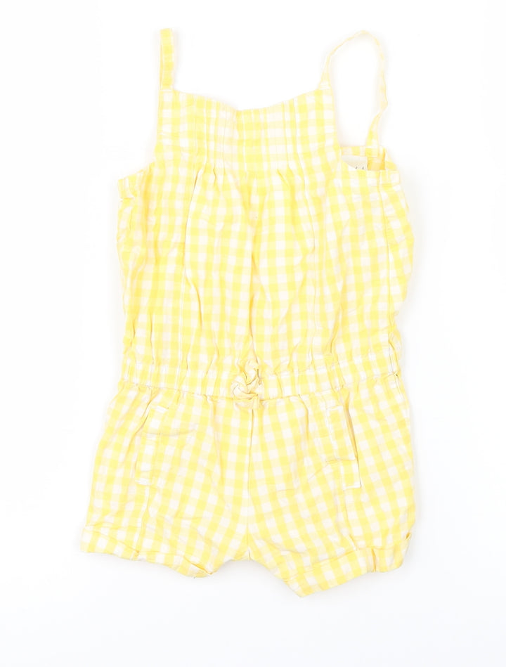 Miniclub Girls Yellow Check  Dungaree One-Piece Size 9-12 Months