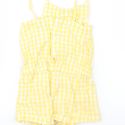 Miniclub Girls Yellow Check  Dungaree One-Piece Size 9-12 Months