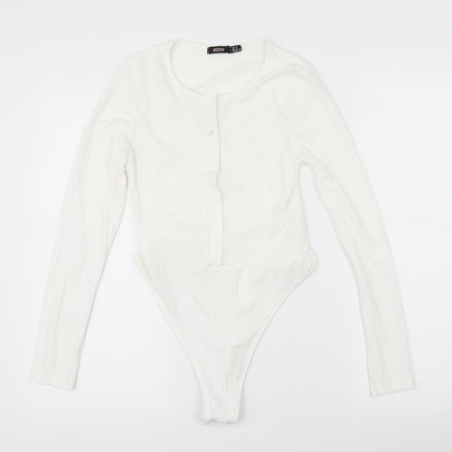 Misspap Womens White   Bodysuit One-Piece Size 8