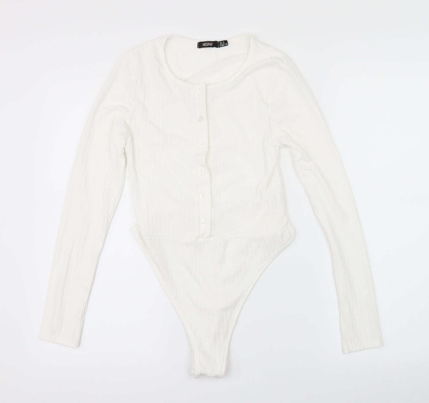 Misspap Womens White   Bodysuit One-Piece Size 8