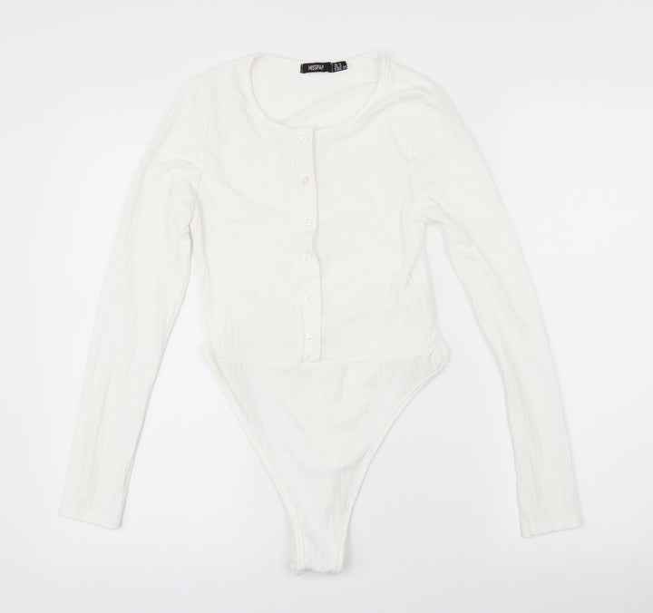 Misspap Womens White   Bodysuit One-Piece Size 8
