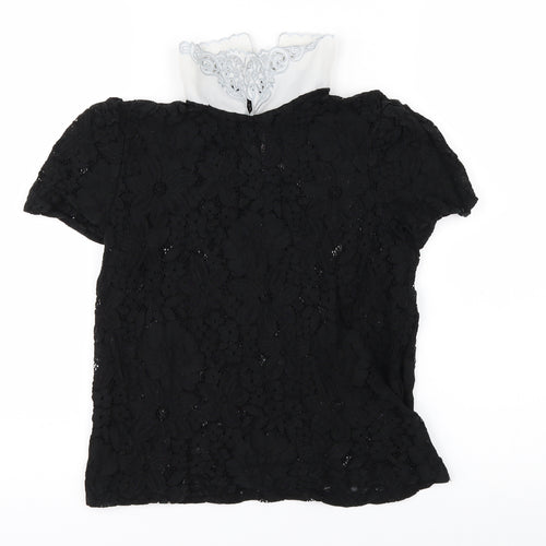 New Look Womens Black Floral  Basic Blouse Size 8