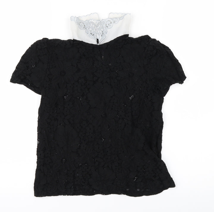 New Look Womens Black Floral  Basic Blouse Size 8