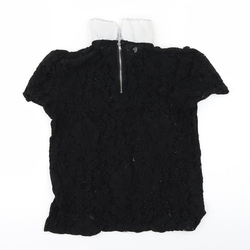 New Look Womens Black Floral  Basic Blouse Size 8