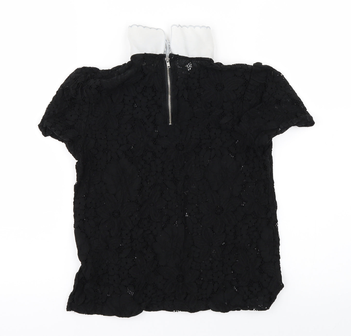 New Look Womens Black Floral  Basic Blouse Size 8