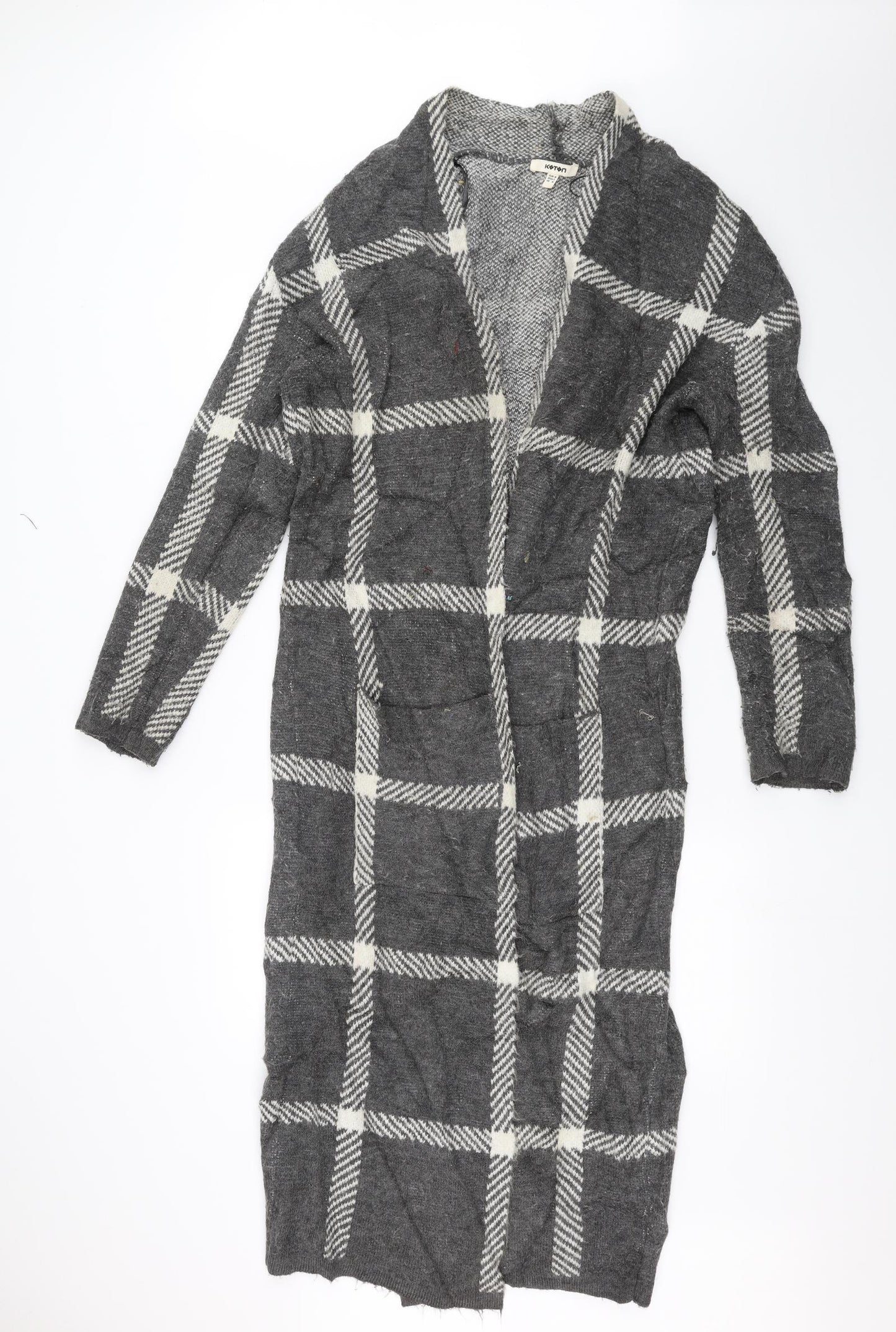 Koton Womens Grey  Knit Overcoat Coatigan Size M