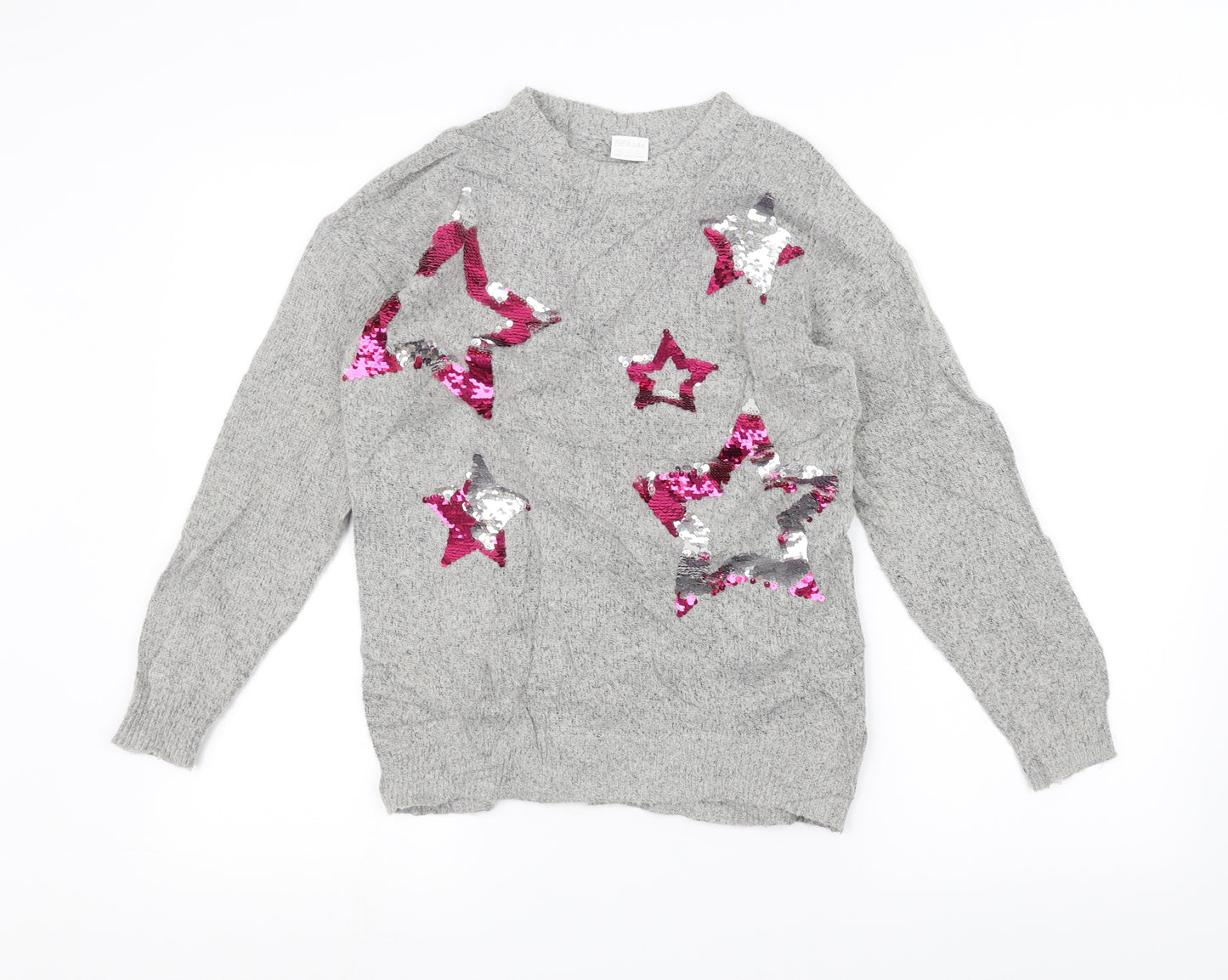 F&F Girls Grey   Pullover Jumper Size 10-11 Years