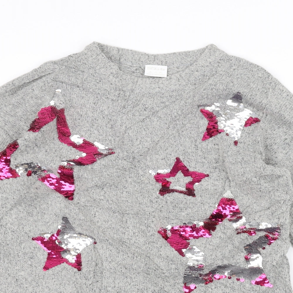 F&F Girls Grey   Pullover Jumper Size 10-11 Years