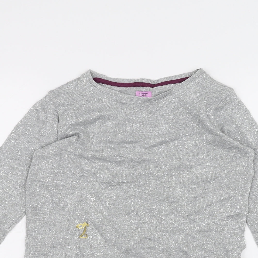 F&F Girls Grey   Pullover Jumper Size 10-11 Years