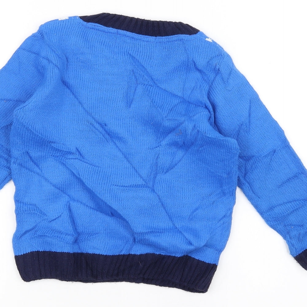 Preworn Boys Blue   Pullover Jumper Size 4-5 Years  - Christmas  Jumper