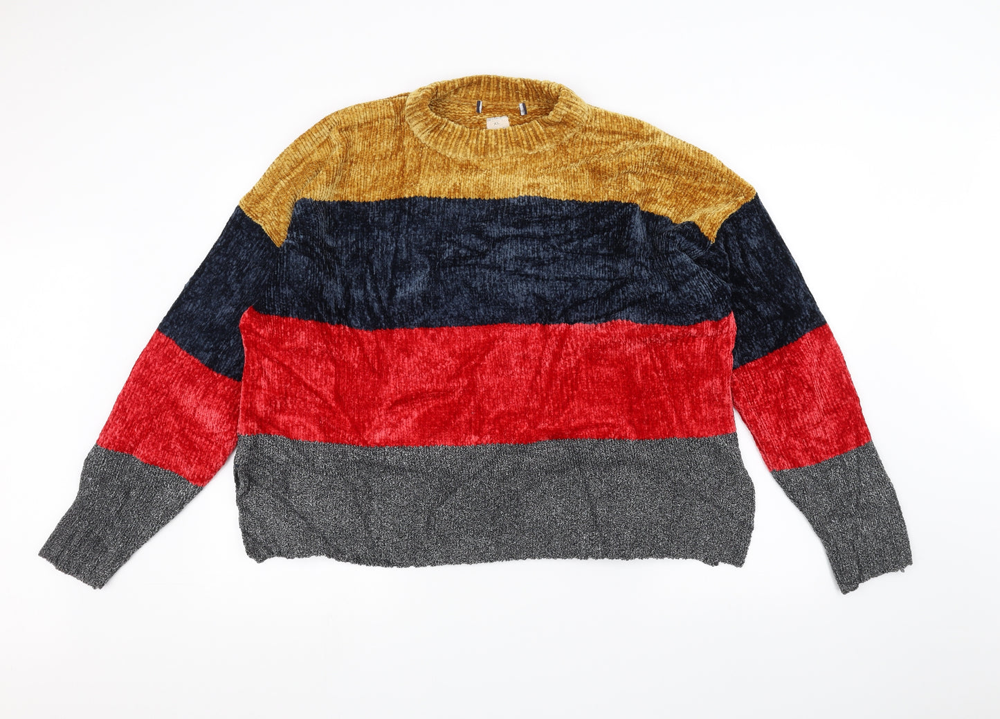 Preworn Mens Blue Striped Knit Pullover Jumper Size XL