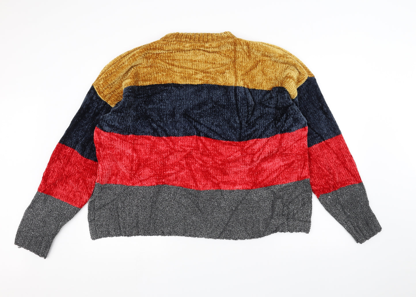 Preworn Mens Blue Striped Knit Pullover Jumper Size XL