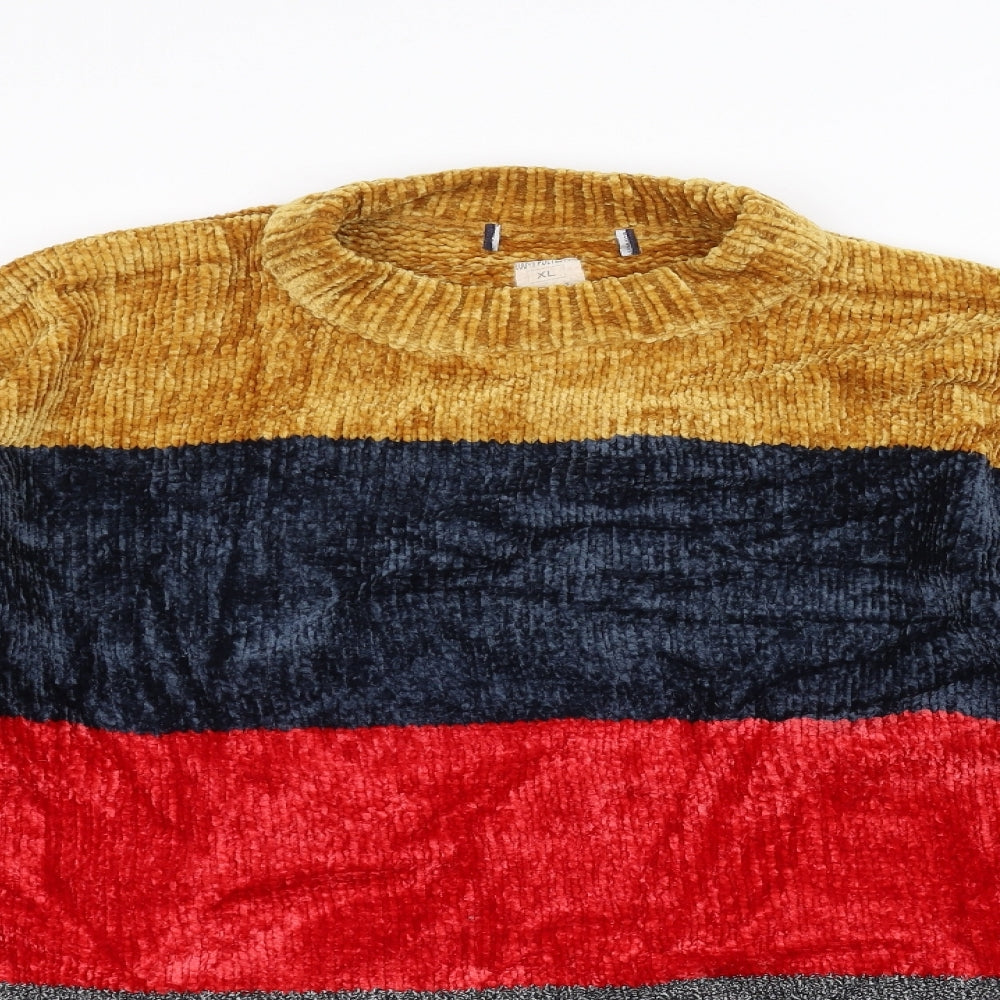 Preworn Mens Blue Striped Knit Pullover Jumper Size XL