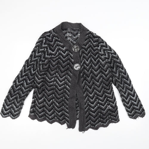 BM Womens Black Striped Knit Jacket Coatigan Size M