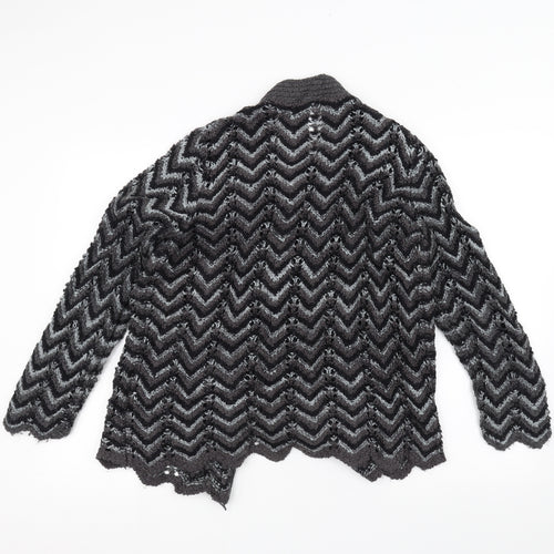 BM Womens Black Striped Knit Jacket Coatigan Size M