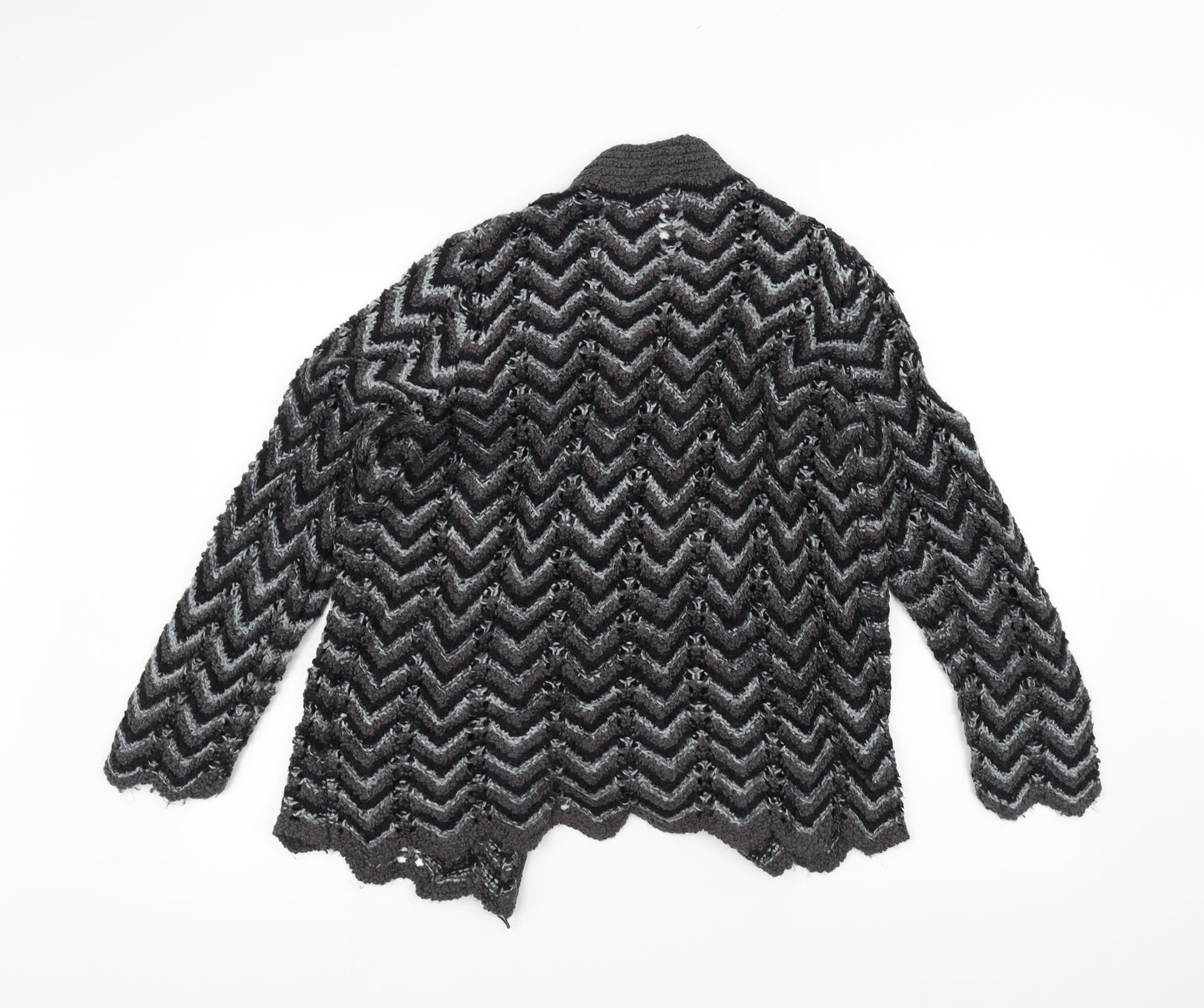 BM Womens Black Striped Knit Jacket Coatigan Size M