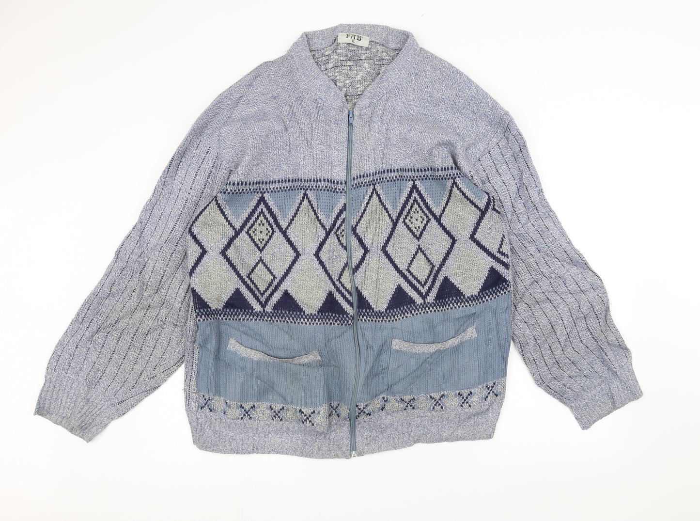 FAB Womens Blue   Full Zip Jumper Size L