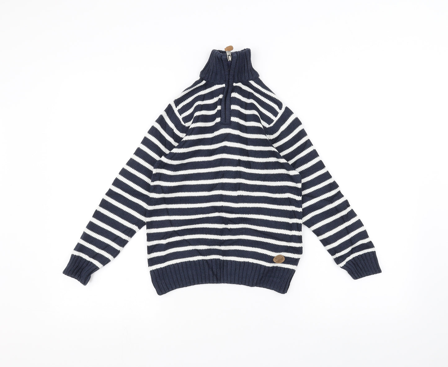 H&M Boys Blue Striped  Pullover Jumper Size 7-8 Years