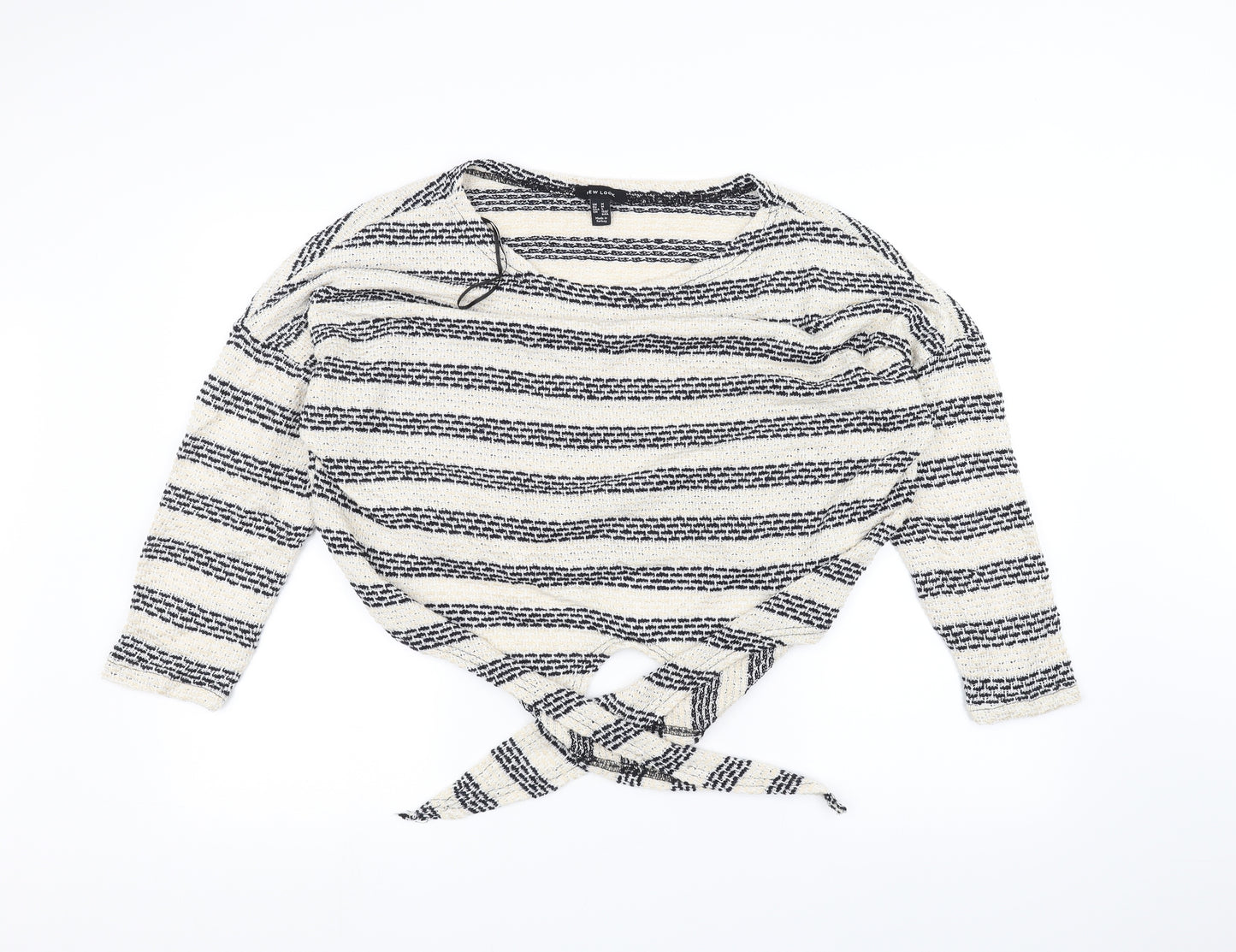 New Look Womens White Striped Knit Pullover Jumper Size M