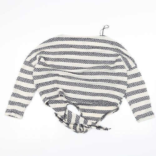 New Look Womens White Striped Knit Pullover Jumper Size M