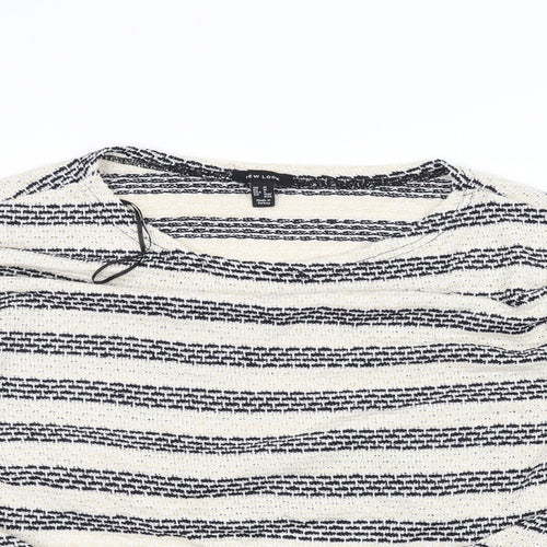 New Look Womens White Striped Knit Pullover Jumper Size M