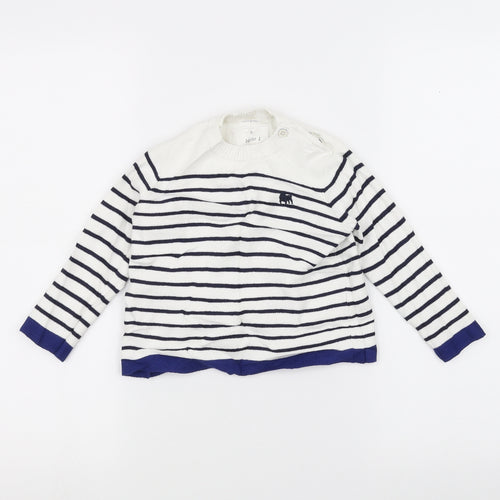 junior j Girls White Striped  Pullover Jumper Size 2-3 Years