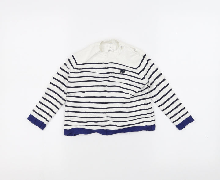 junior j Girls White Striped  Pullover Jumper Size 2-3 Years