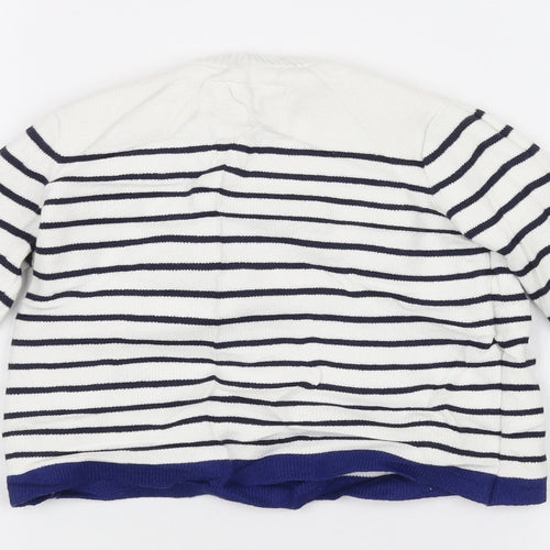 junior j Girls White Striped  Pullover Jumper Size 2-3 Years