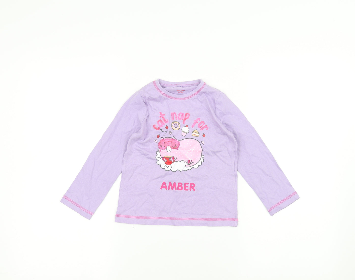 Studio Girls Purple   Basic T-Shirt Size 2-3 Years  - Cat