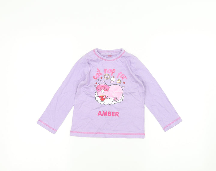 Studio Girls Purple   Basic T-Shirt Size 2-3 Years  - Cat