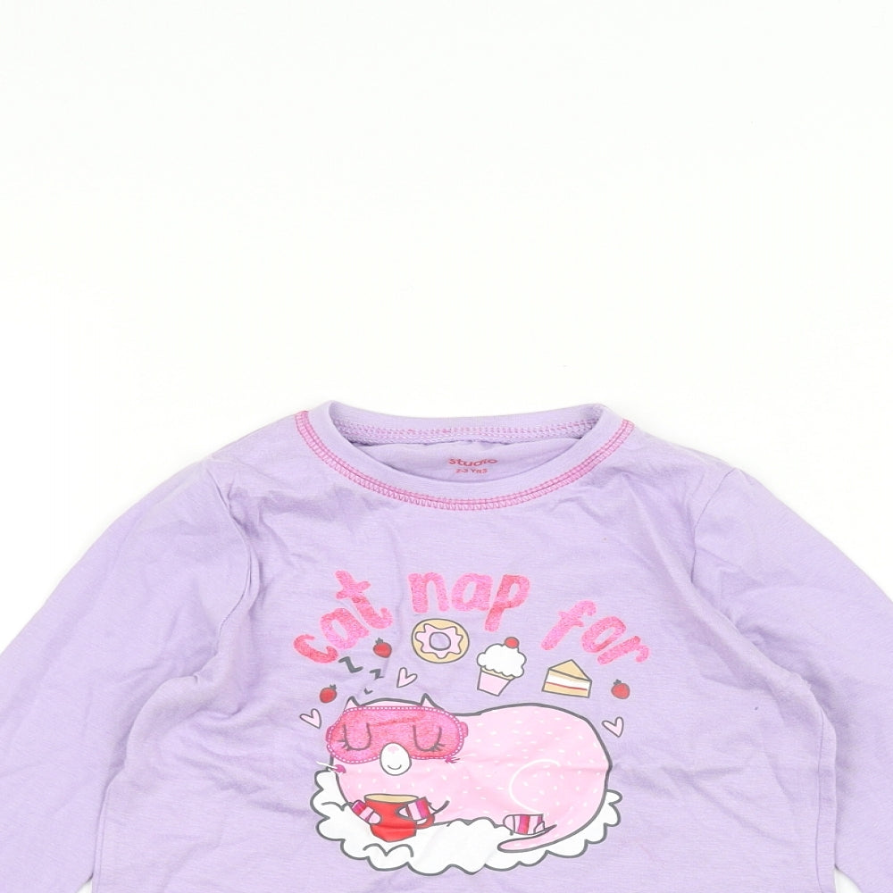 Studio Girls Purple   Basic T-Shirt Size 2-3 Years  - Cat