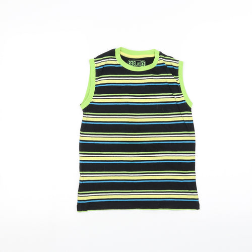 Rebel Boys Black Striped  Basic Tank Size 6-7 Years