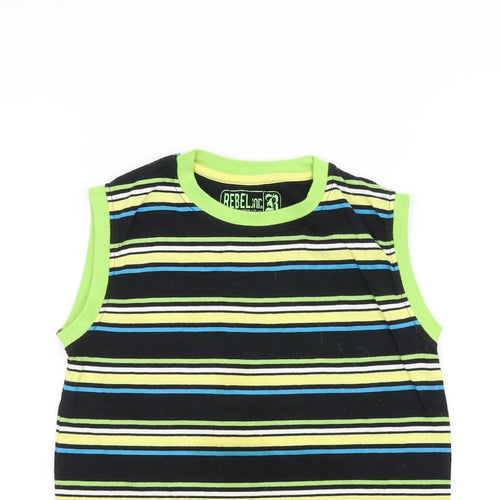 Rebel Boys Black Striped  Basic Tank Size 6-7 Years