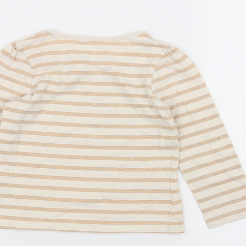 George Girls White Striped  Basic T-Shirt Size 3-4 Years